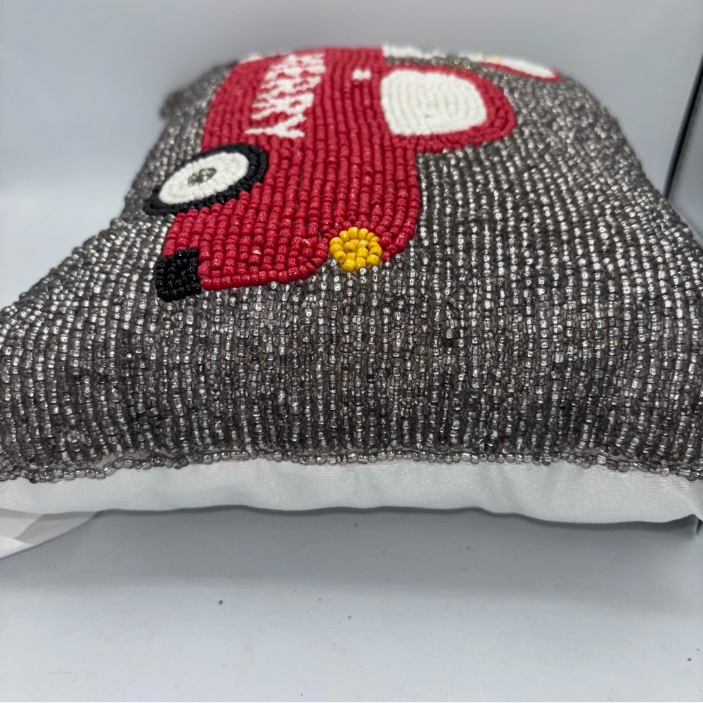 Mi Chateaux Christmas Beaded Truck Snowman Pillow - Picture 3 of 11
